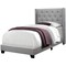 Monarch Specialties Bed, Twin Size, Platform, Teen, Frame, Upholstered, Velvet, Wood Legs, Grey, Transitional I 5984T - alternate 1